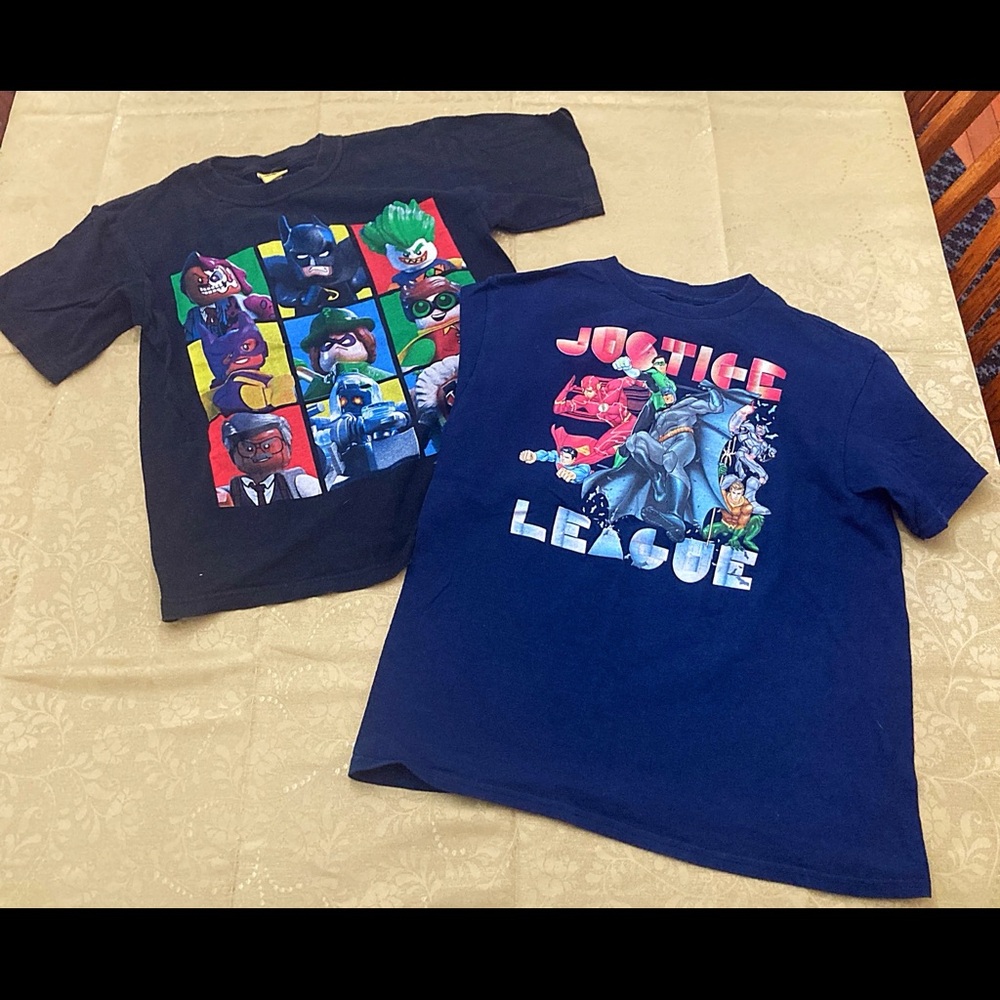 Size 10 super hero/LEGO tshirts
